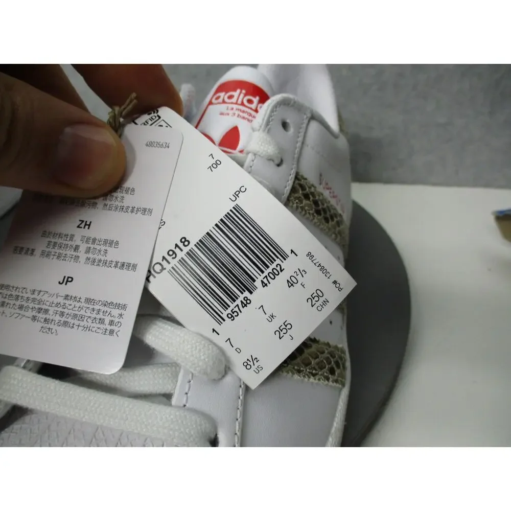 Adidas Originals Superstar White/Scarlet/Snakeprint Womens Sz 8.5